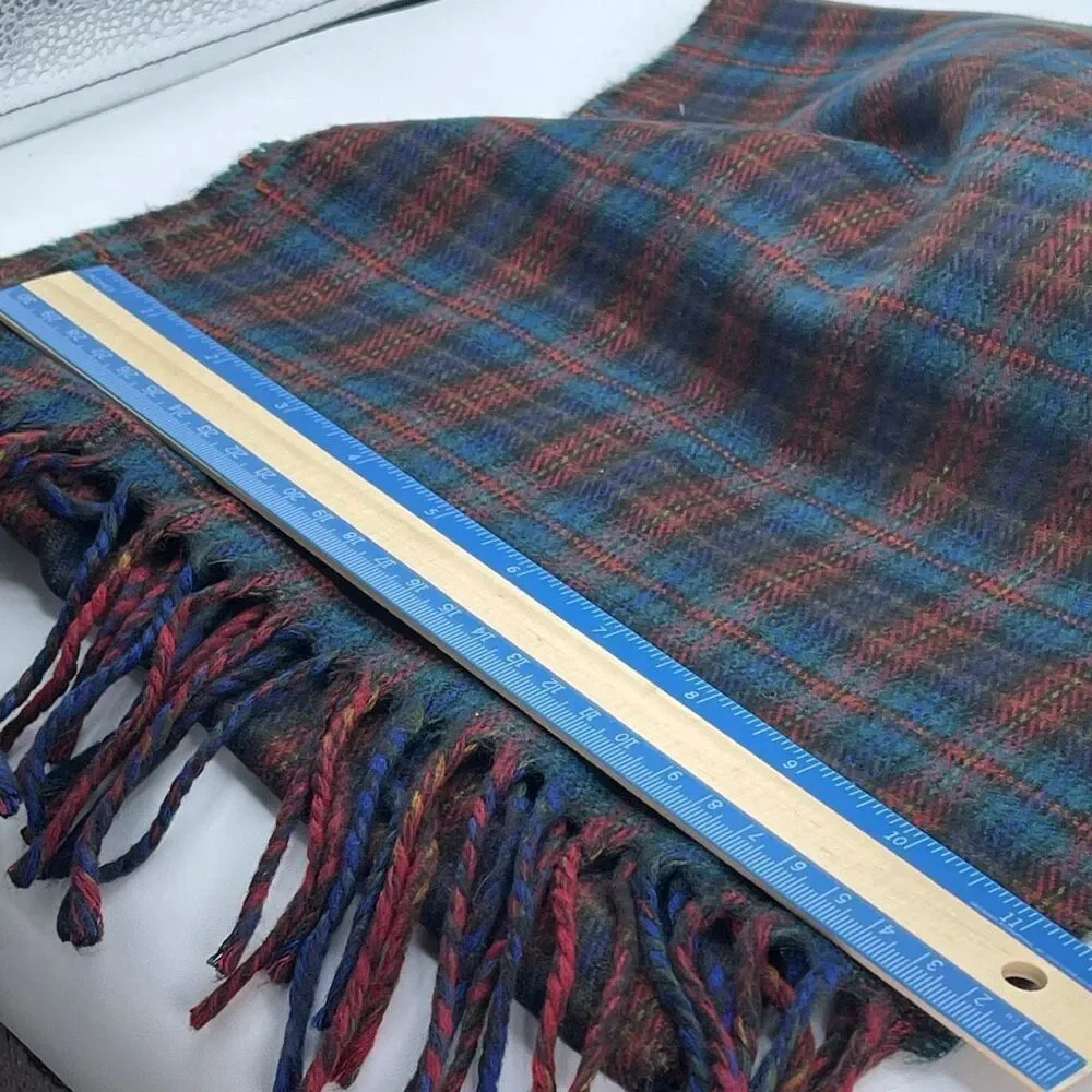 Vintage Christian Dior plaid 56”X11.5” scarf fringe
